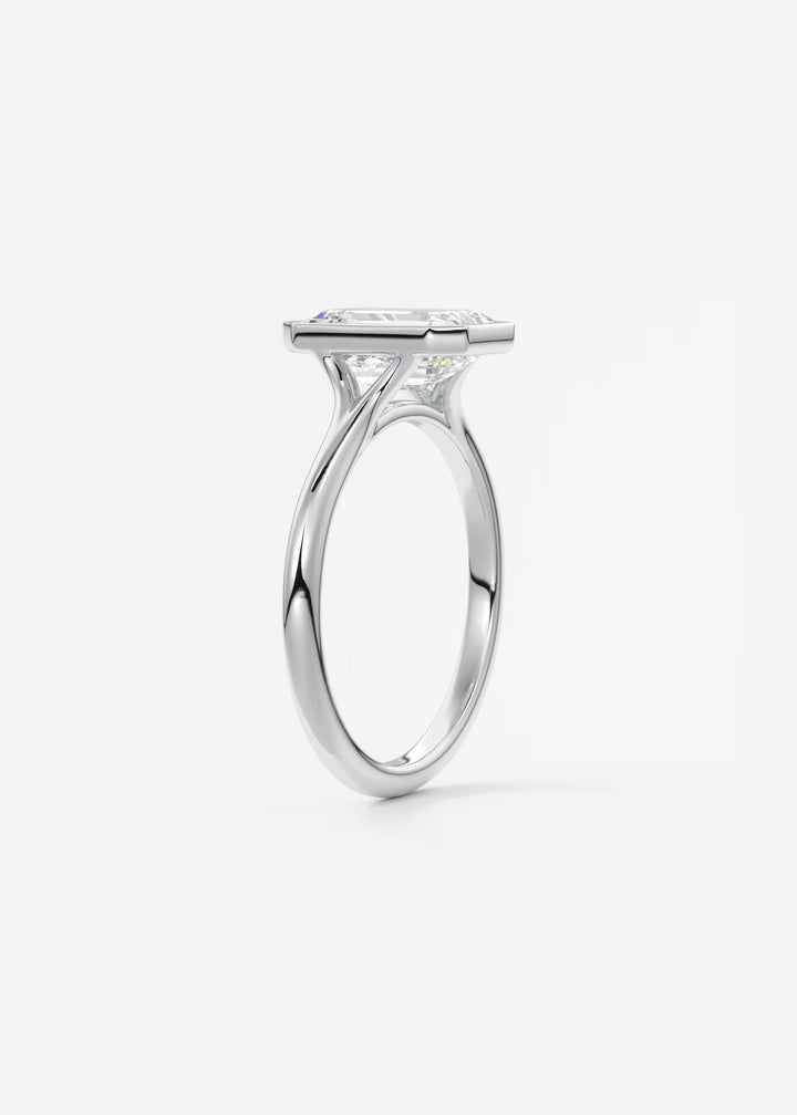 The Blanche Modern Emerald Bezel Set Engagement Ring#material_white