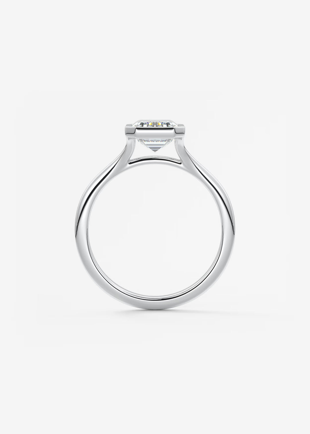 The Blanche Modern Emerald Bezel Set Engagement Ring#material_white