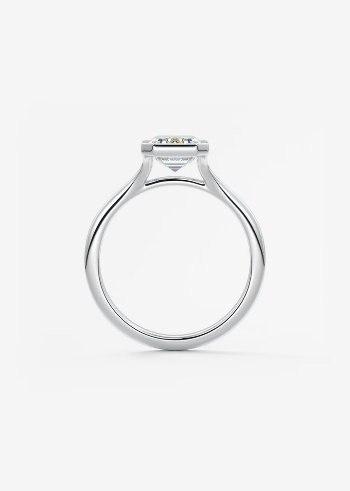The Blanche Modern Emerald Bezel Set Engagement Ring#material_white