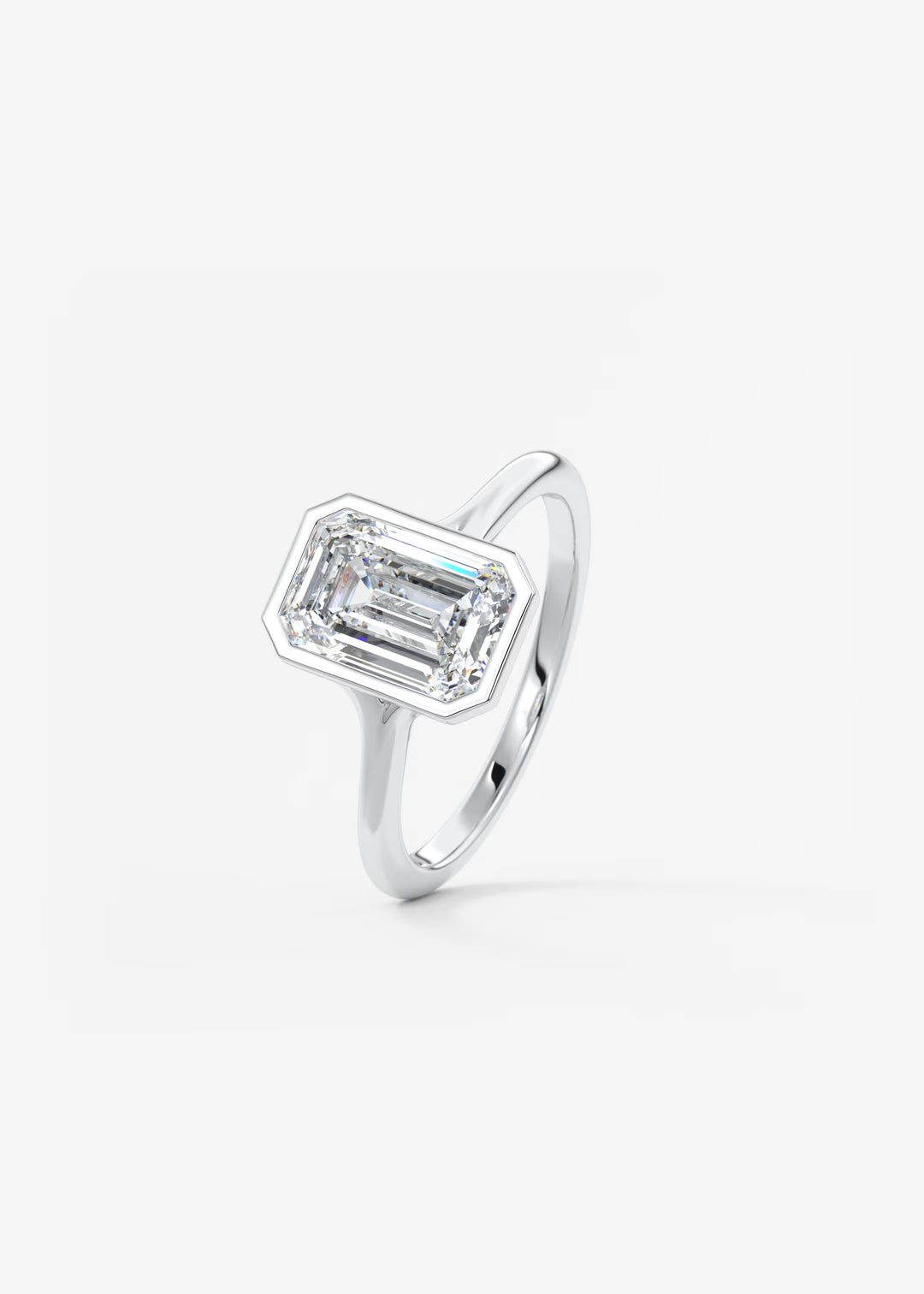 The Blanche Modern Emerald Bezel Set Engagement Ring#material_white