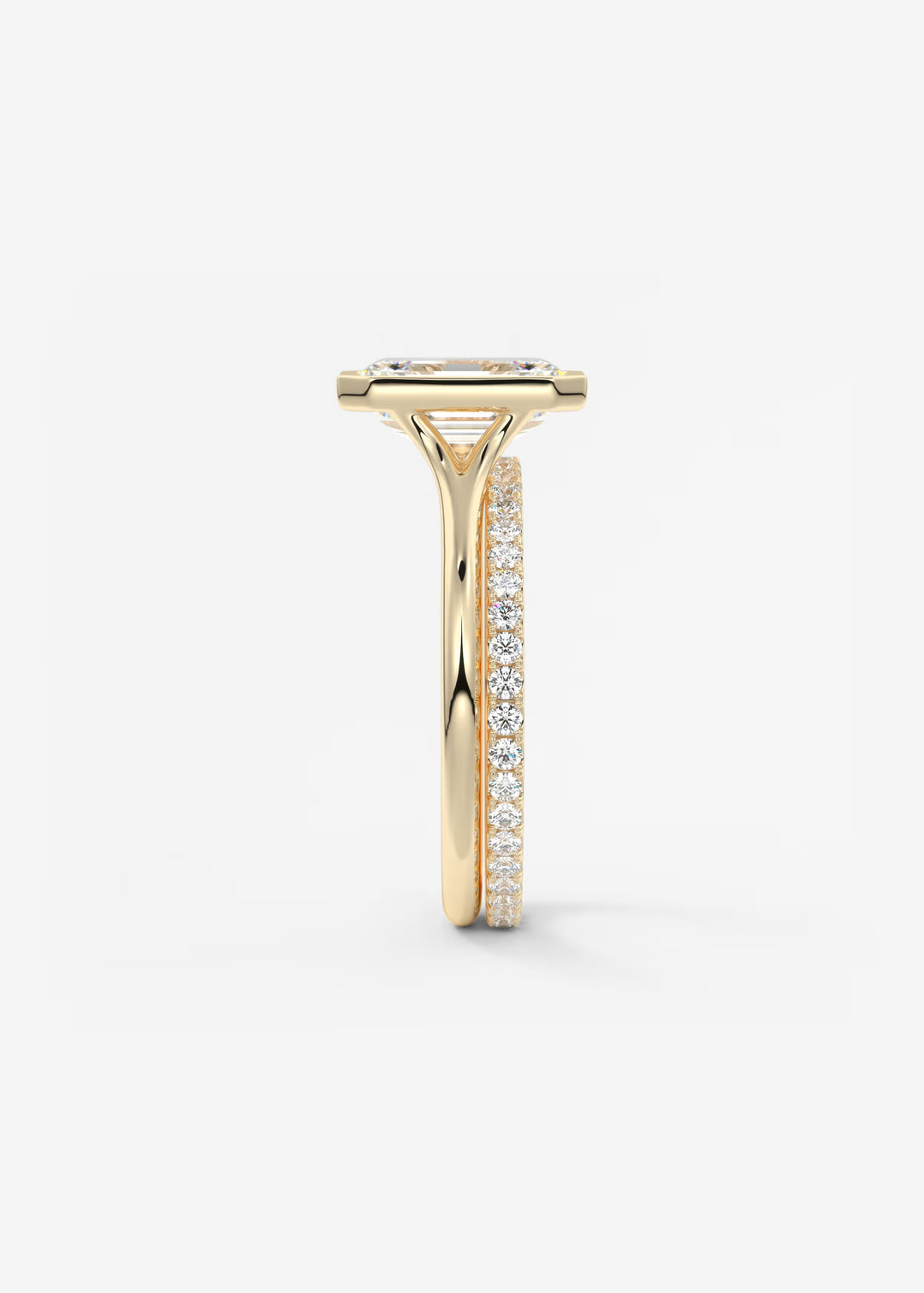 The Blanche Modern Emerald Bezel Set Engagement Ring#material_gold
