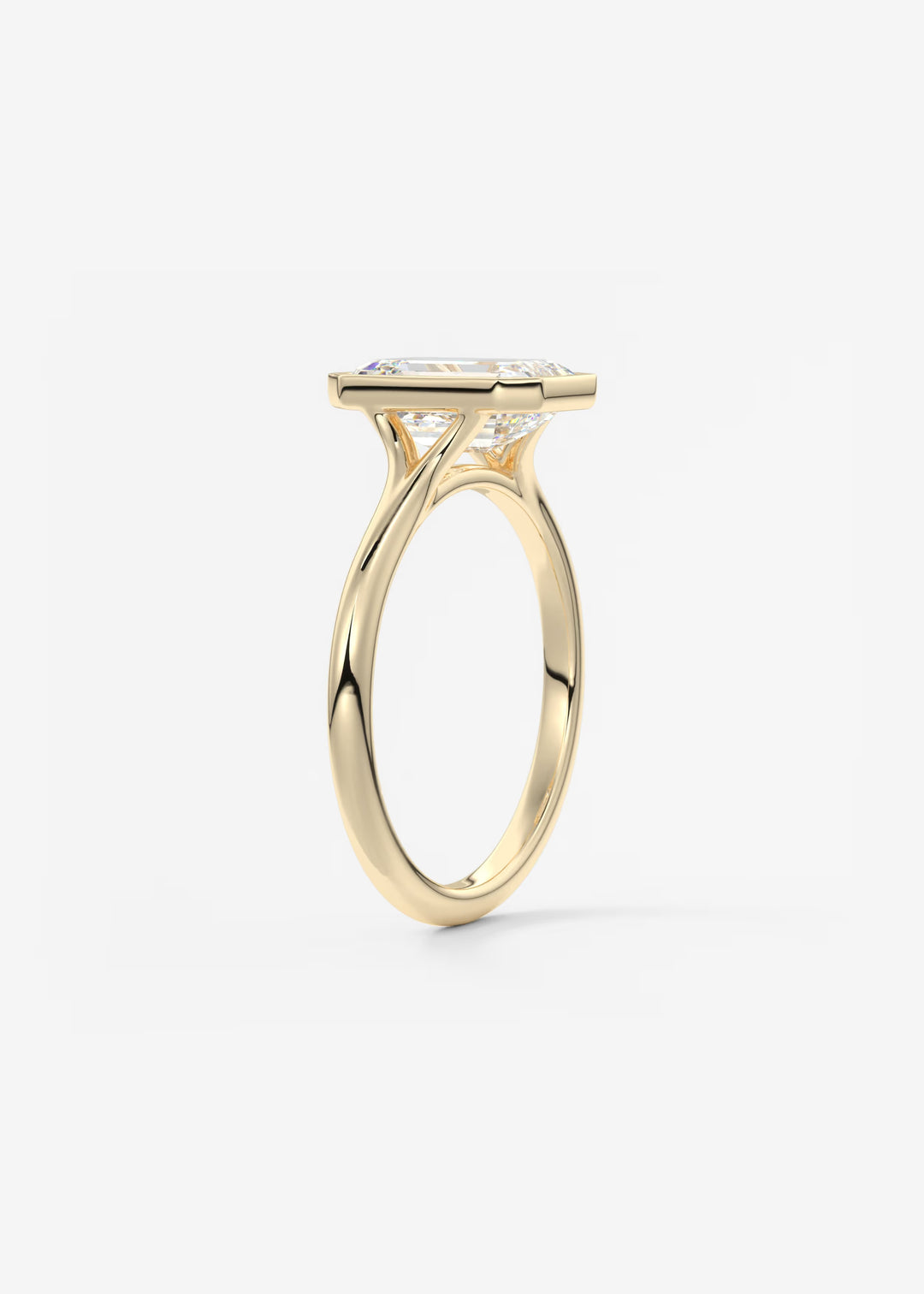 The Blanche Modern Emerald Bezel Set Engagement Ring#material_gold