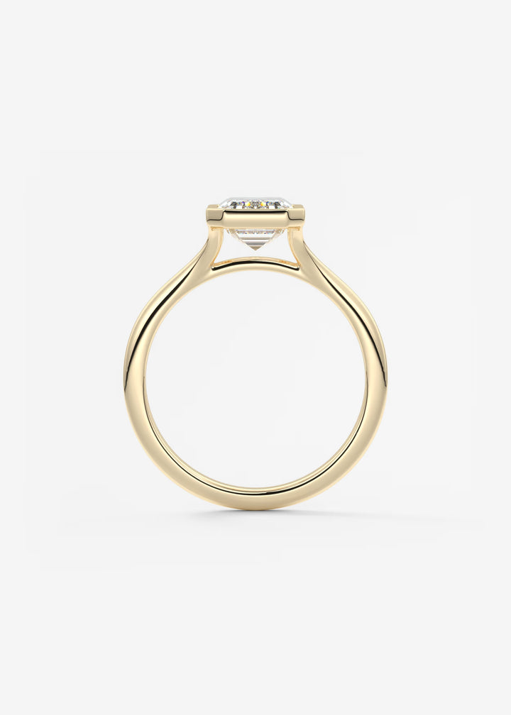 The Blanche Modern Emerald Bezel Set Engagement Ring#material_gold