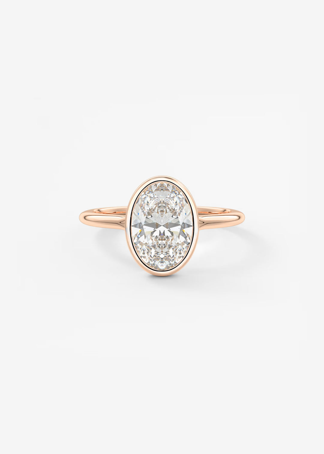 The Blanche Modern Oval Cut Bezel Set Engagement Ring#material_rose