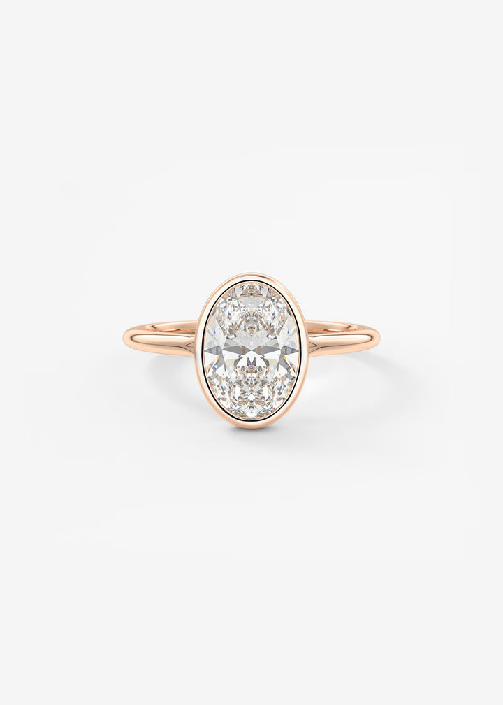 The Blanche Modern Oval Cut Bezel Set Engagement Ring#material_rose