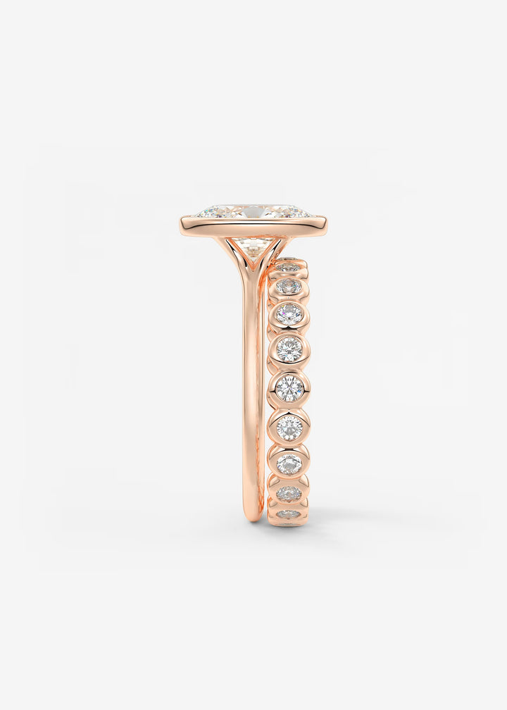The Blanche Modern Oval Cut Bezel Set Engagement Ring#material_rose