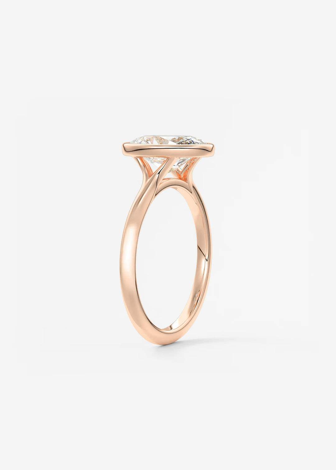 The Blanche Modern Oval Cut Bezel Set Engagement Ring#material_rose