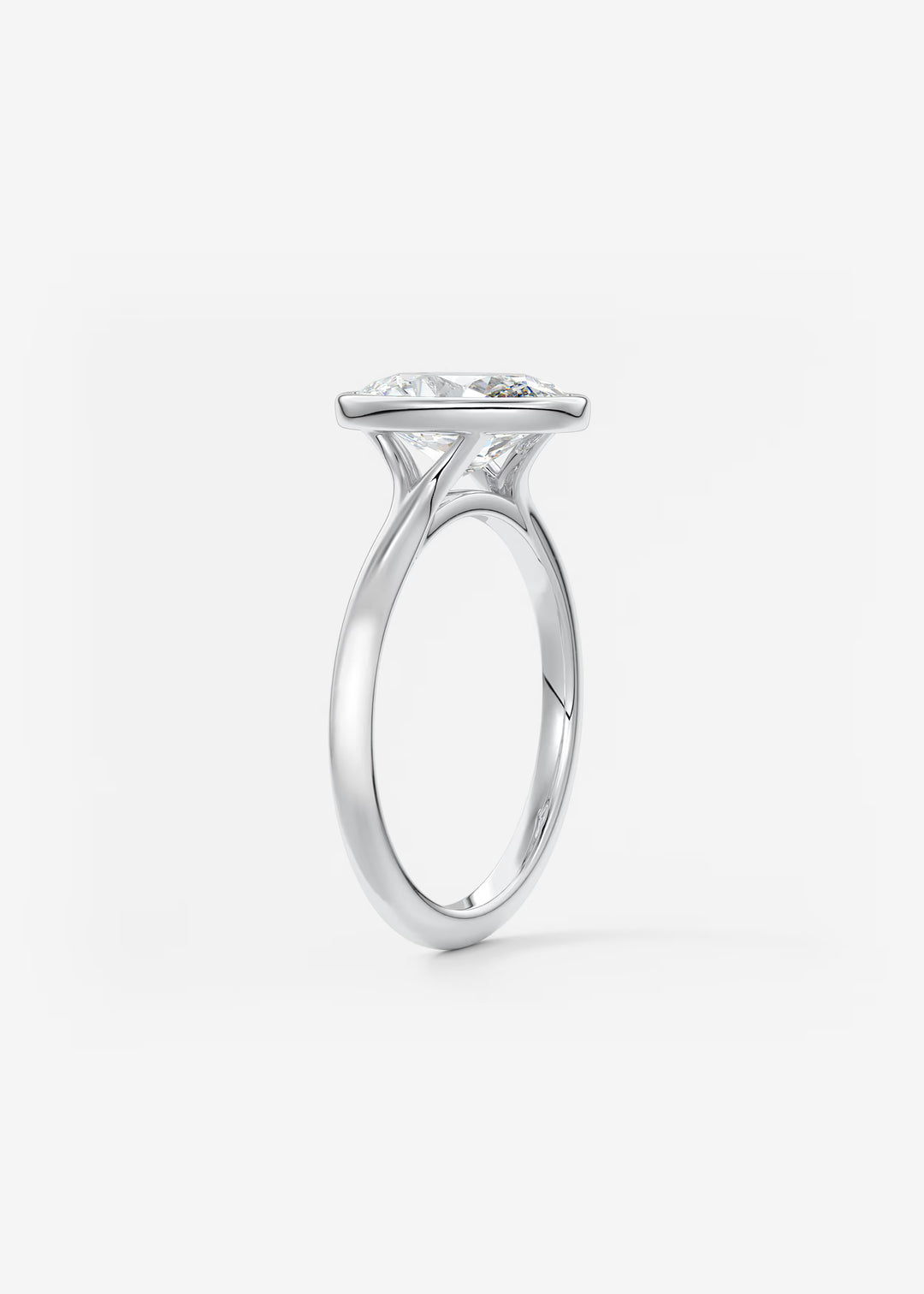 The Blanche Modern Oval Cut Bezel Set Engagement Ring#material_white