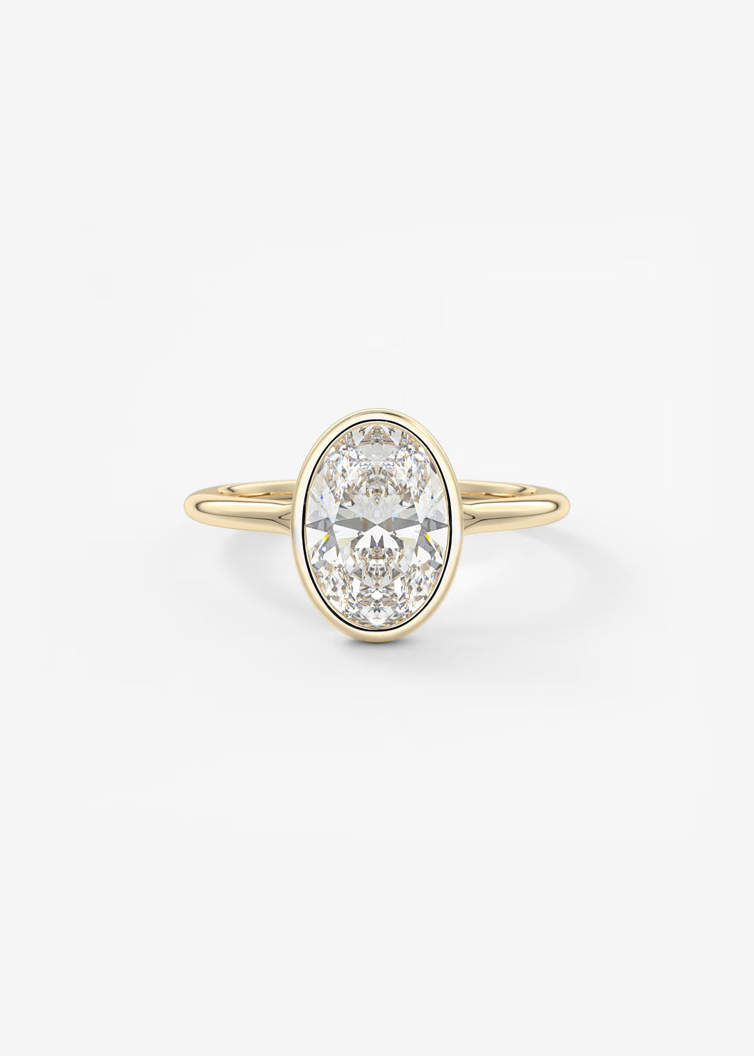 The Blanche Modern Oval Cut Bezel Set Engagement Ring#material_gold