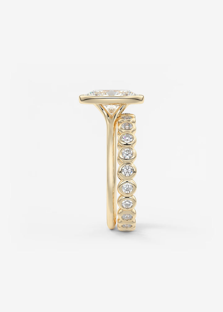 The Blanche Modern Oval Cut Bezel Set Engagement Ring#material_gold