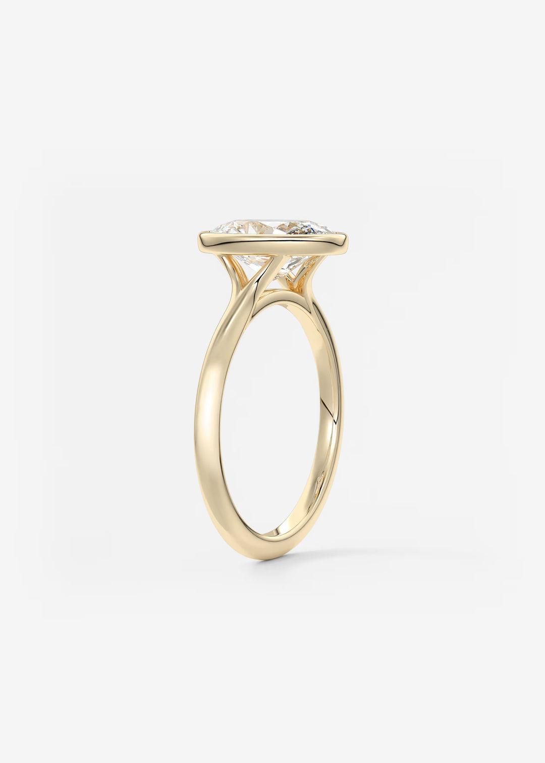 The Blanche Modern Oval Cut Bezel Set Engagement Ring#material_gold