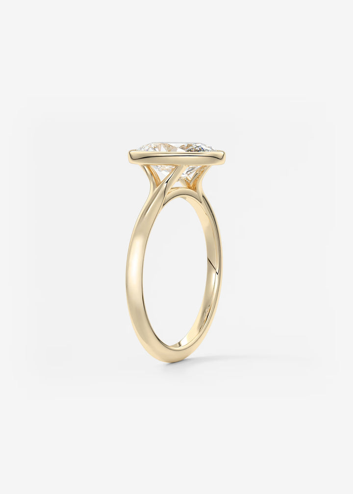 The Blanche Modern Oval Cut Bezel Set Engagement Ring#material_gold