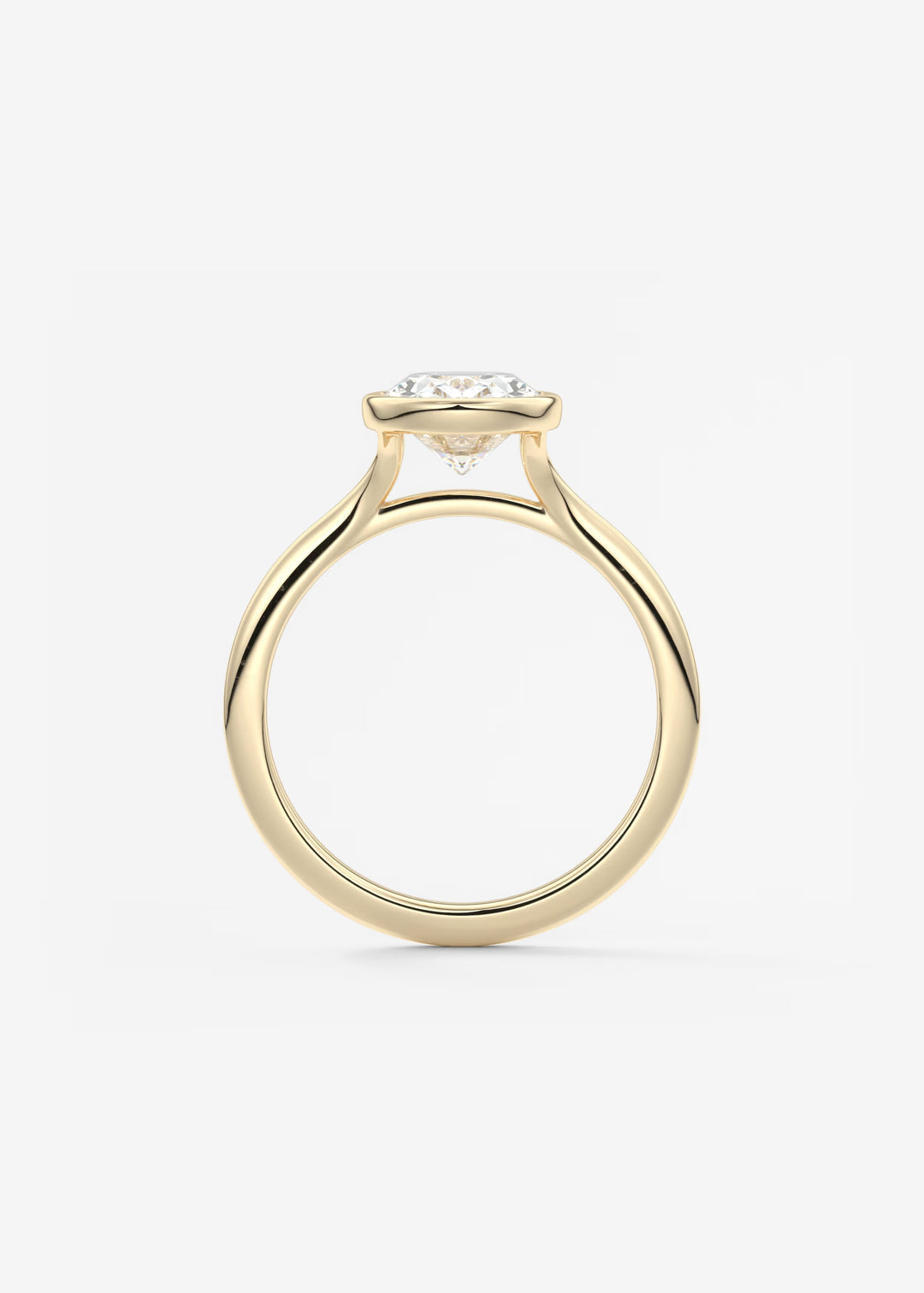 The Blanche Modern Oval Cut Bezel Set Engagement Ring#material_gold