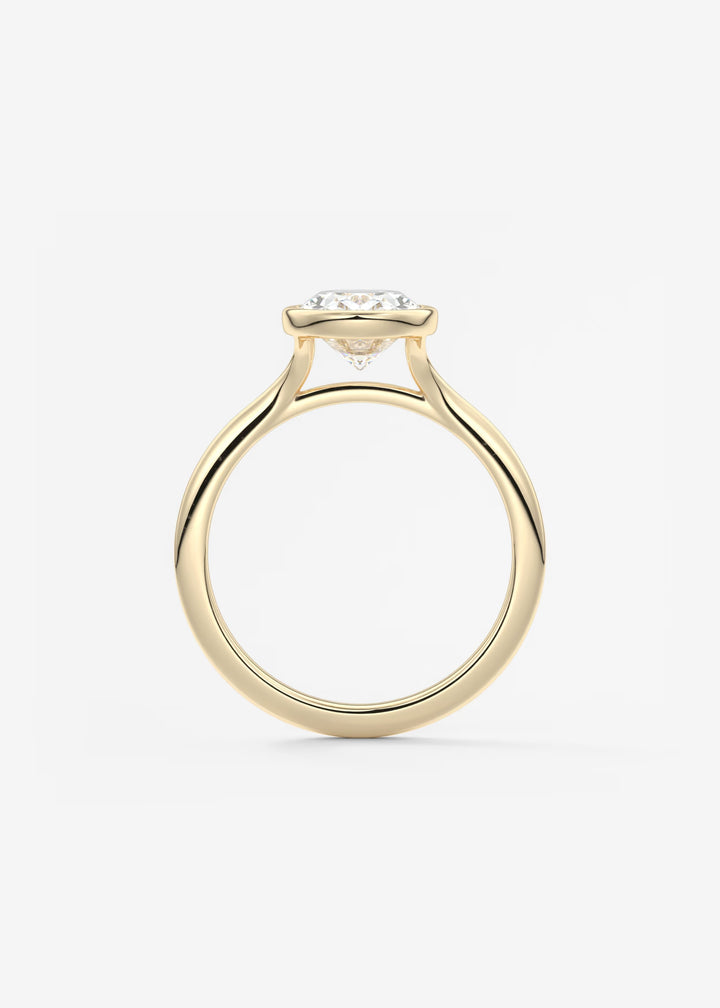 The Blanche Modern Oval Cut Bezel Set Engagement Ring#material_gold