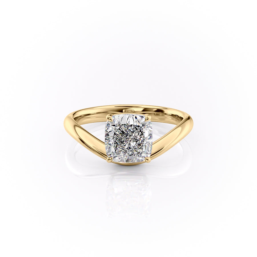 The Brooklyn Set With Cushion Solitaire Lab Diamond 1 Carat 14K Gold#material_14k-gold