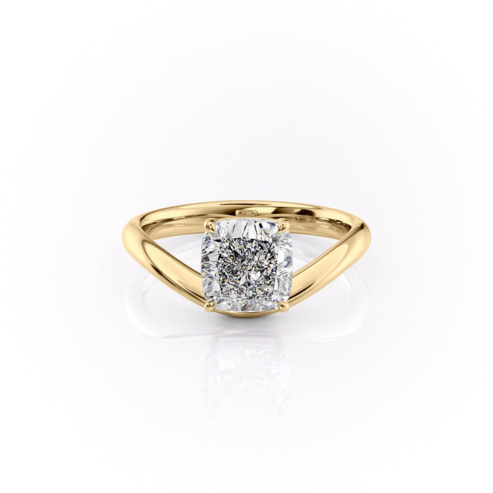 The Brooklyn Set With Cushion Solitaire Lab Diamond 1 Carat 14K Gold#material_14k-gold