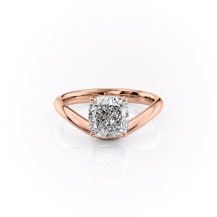 The Brooklyn Set With Cushion Solitaire Lab Diamond 1 Carat 14K Rose#material_14k-rose