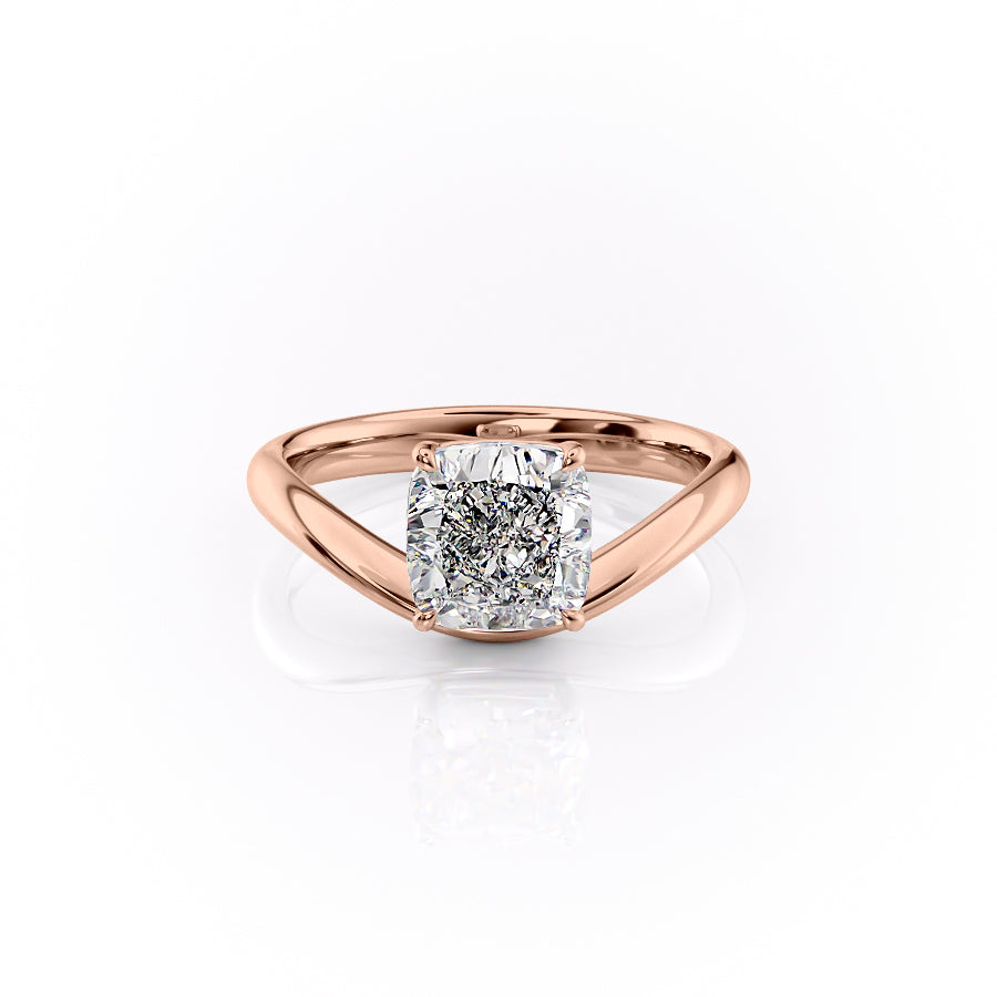 The Brooklyn Set With Cushion Solitaire Moissanite#material_14k-rose