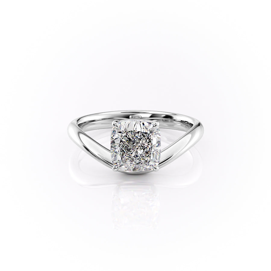 The Brooklyn Set With Cushion Solitaire Lab Diamond 1 Carat 14K White#material_14k-white