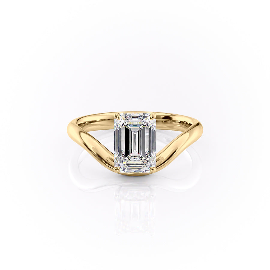 The Brooklyn Set With Emerald Solitaire Moissanite#material_14k-gold