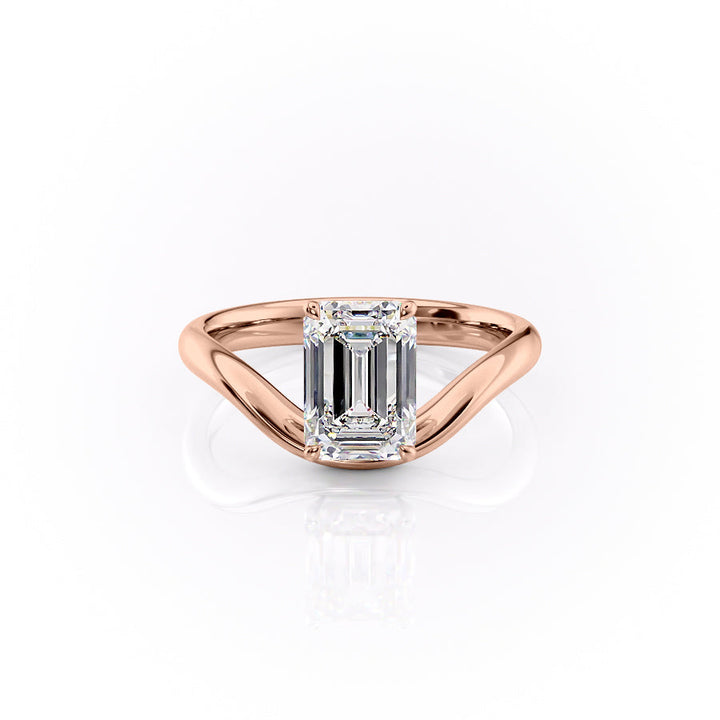 The Brooklyn Set With Emerald Solitaire Moissanite#material_14k-rose