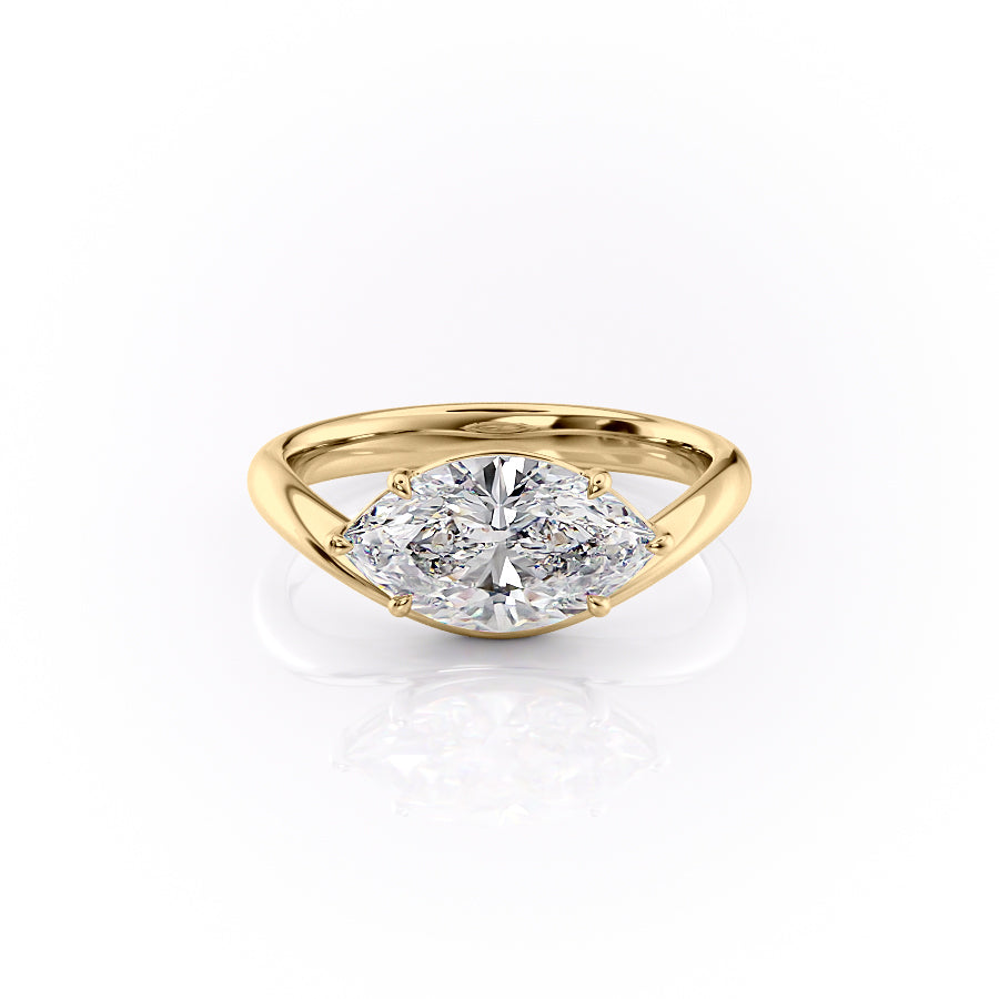 The Brooklyn Set With Marquise Solitaire Lab Diamond 1 Carat 14K Gold#material_14k-gold