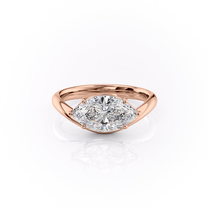 The Brooklyn Set With Marquise Solitaire Lab Diamond 1 Carat 14K Rose#material_14k-rose