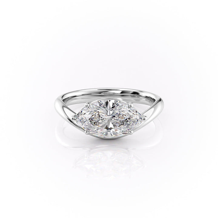 The Brooklyn Set With Marquise Solitaire Lab Diamond 1 Carat 14K White#material_14k-white