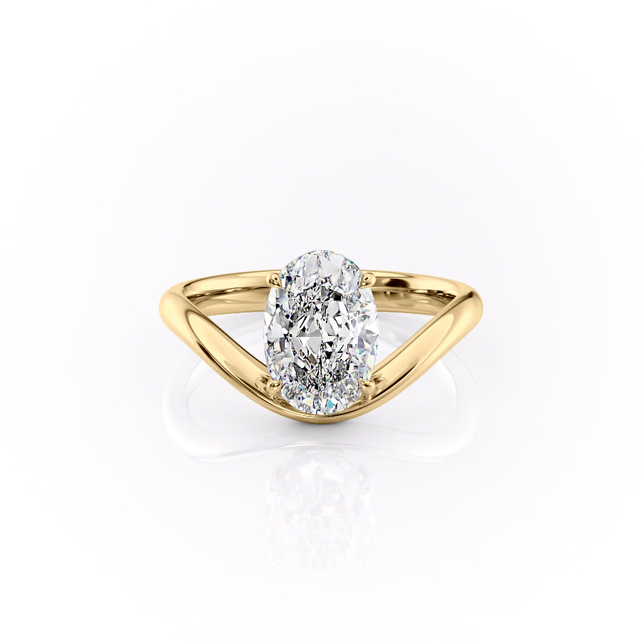 The Brooklyn Set With Oval Solitaire Lab Diamond 1 Carat 14K Gold#material_14k-gold