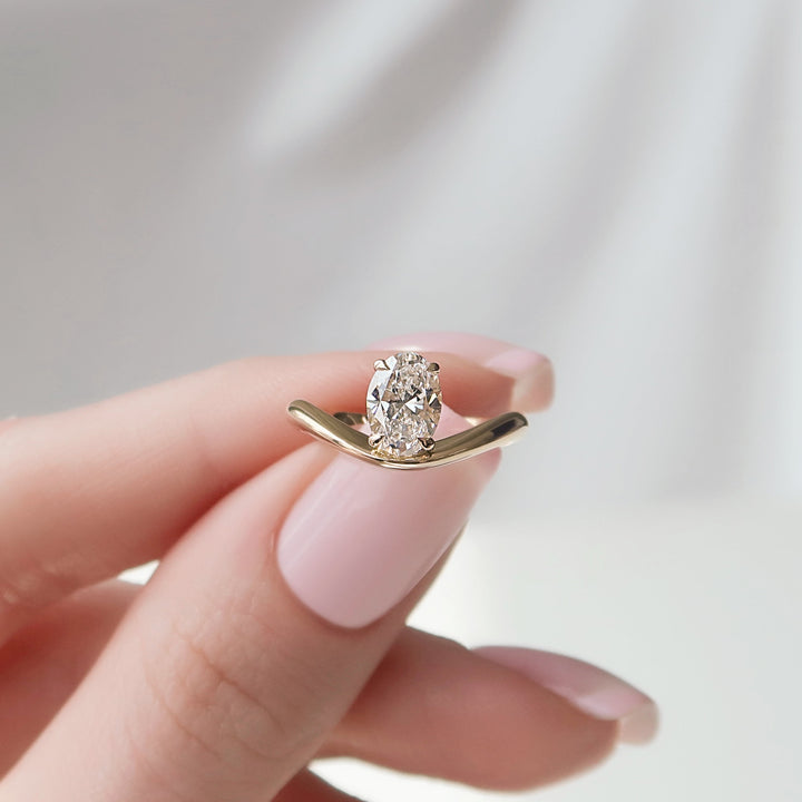 The Brooklyn Set With Oval Solitaire Lab Diamond 1 Carat 14K Gold#material_14k-gold