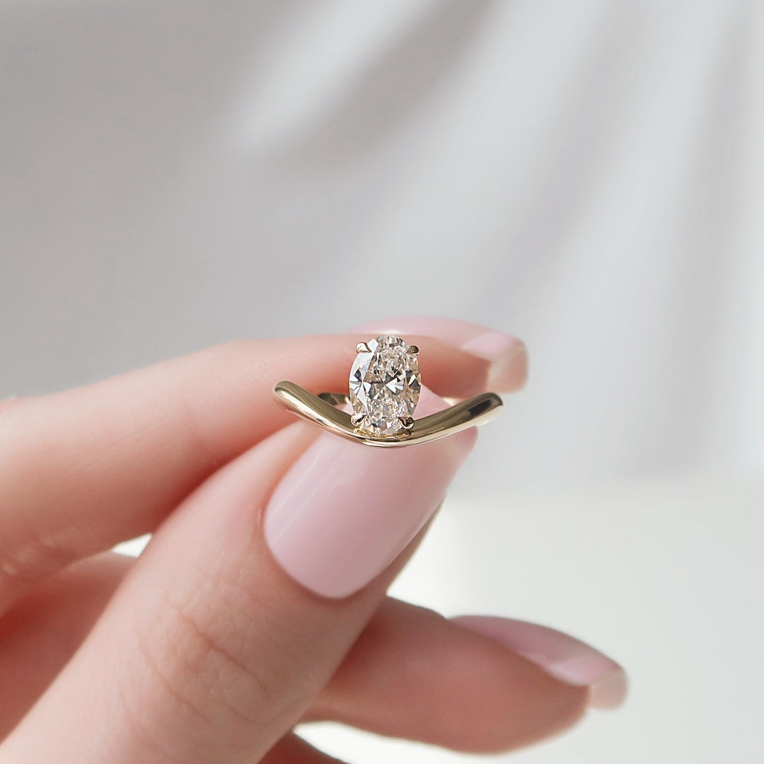 The Brooklyn Set With Oval Solitaire Moissanite#material_14k-gold