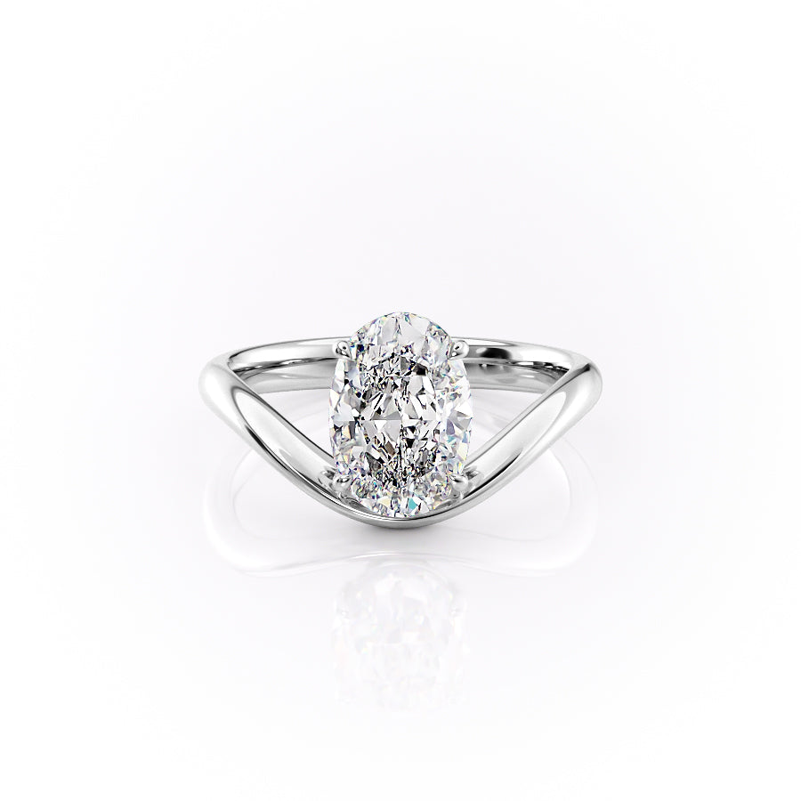 The Brooklyn Set With Oval Solitaire Lab Diamond 1 Carat 14K White#material_14k-white