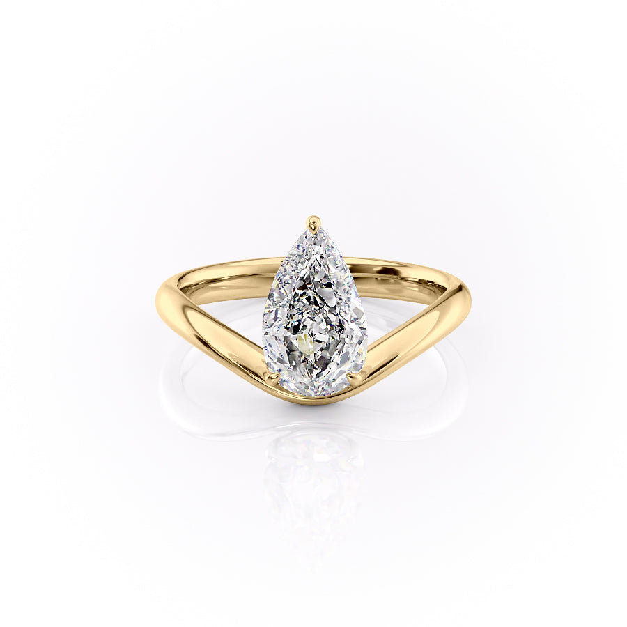 The Brooklyn Set With Pear Solitaire Lab Diamond 1 Carat 14K Gold#material_14k-gold