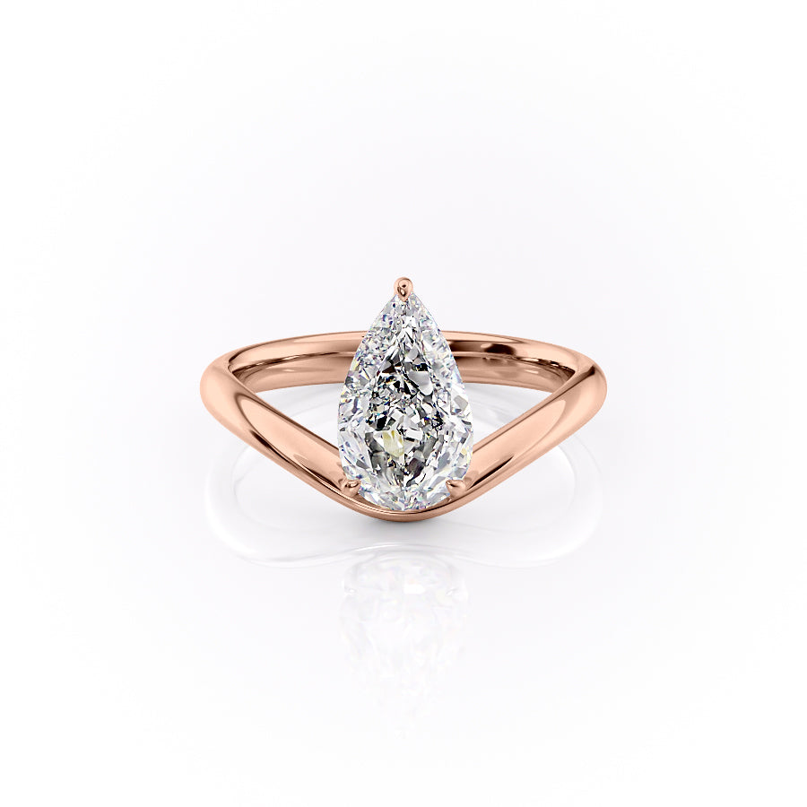 The Brooklyn Set With Pear Solitaire Lab Diamond 1 Carat 14K Rose#material_14k-rose