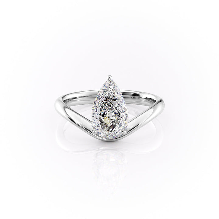 The Brooklyn Set With Pear Solitaire Lab Diamond 1 Carat 14K White#material_14k-white