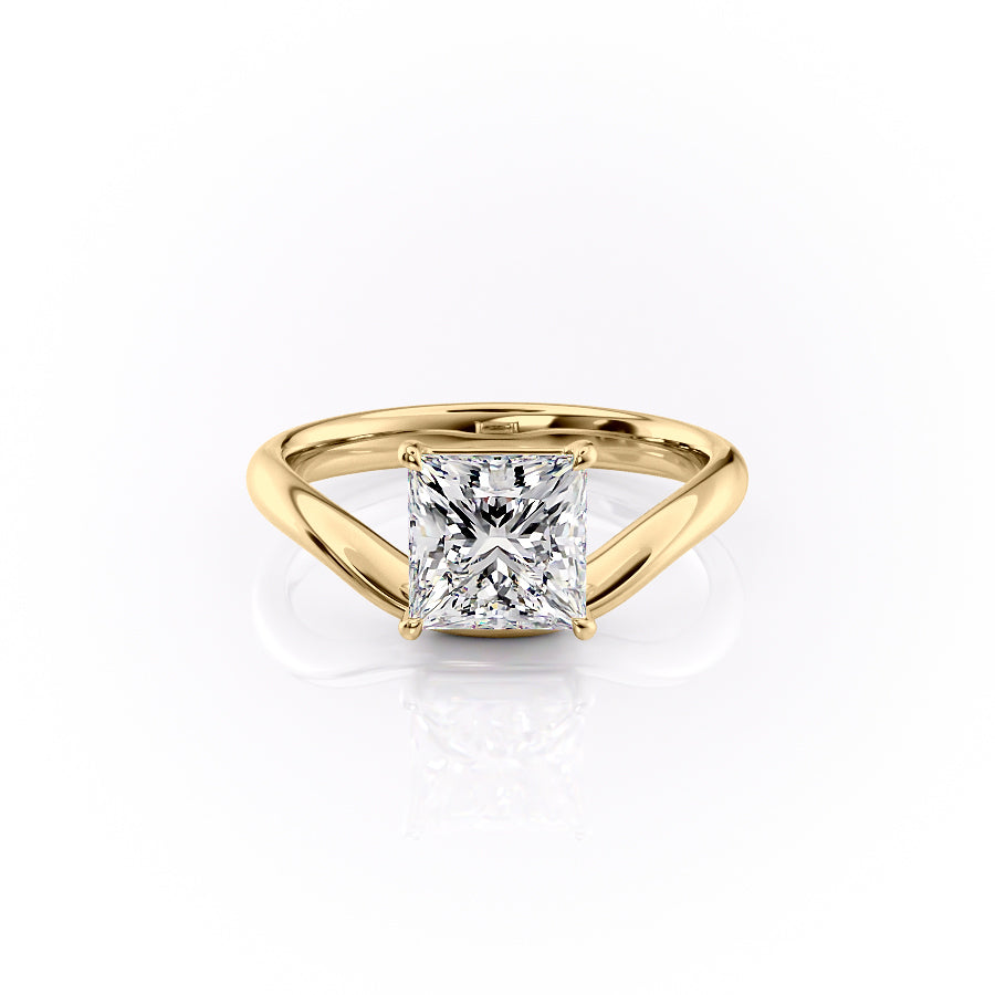 The Brooklyn Set With Princess Solitaire Lab Diamond 1 Carat 14K Gold#material_14k-gold