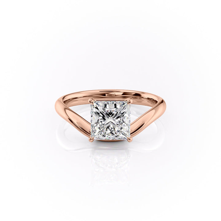 The Brooklyn Set With Princess Solitaire Lab Diamond 1 Carat 14K Rose#material_14k-rose