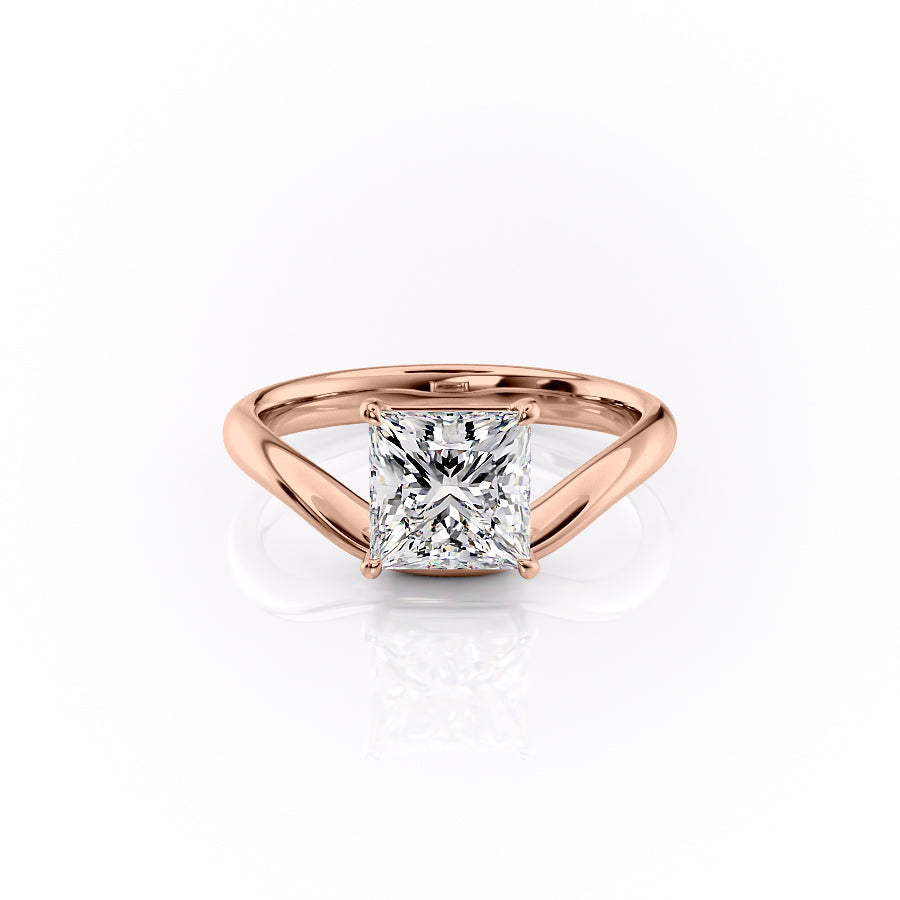 The Brooklyn Set With Princess Solitaire Moissanite#material_14k-rose