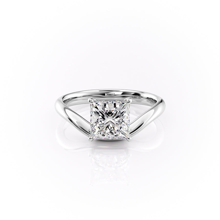 The Brooklyn Set With Princess Solitaire Lab Diamond 1 Carat 14K White#material_14k-white