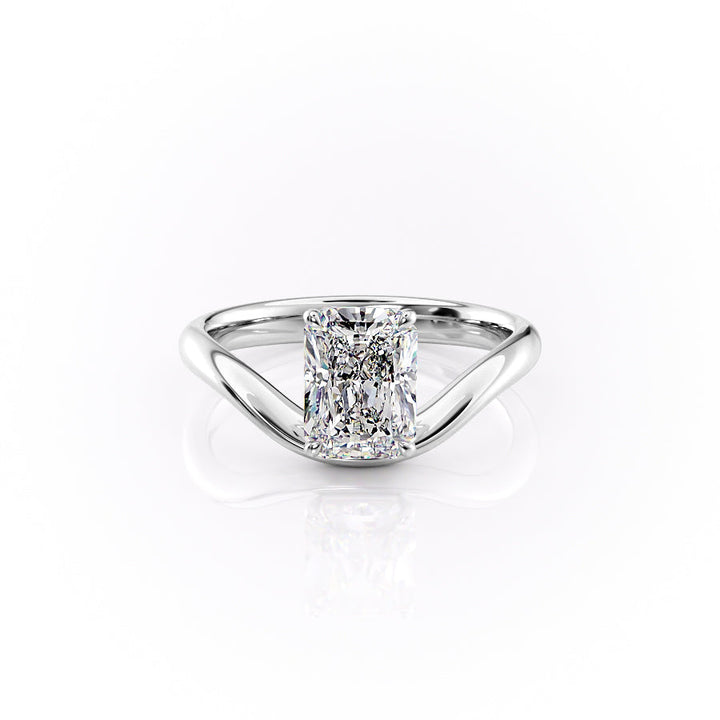 The Brooklyn Set With Radiant Solitaire Lab Diamond 1 Carat 14K White#material_14k-white