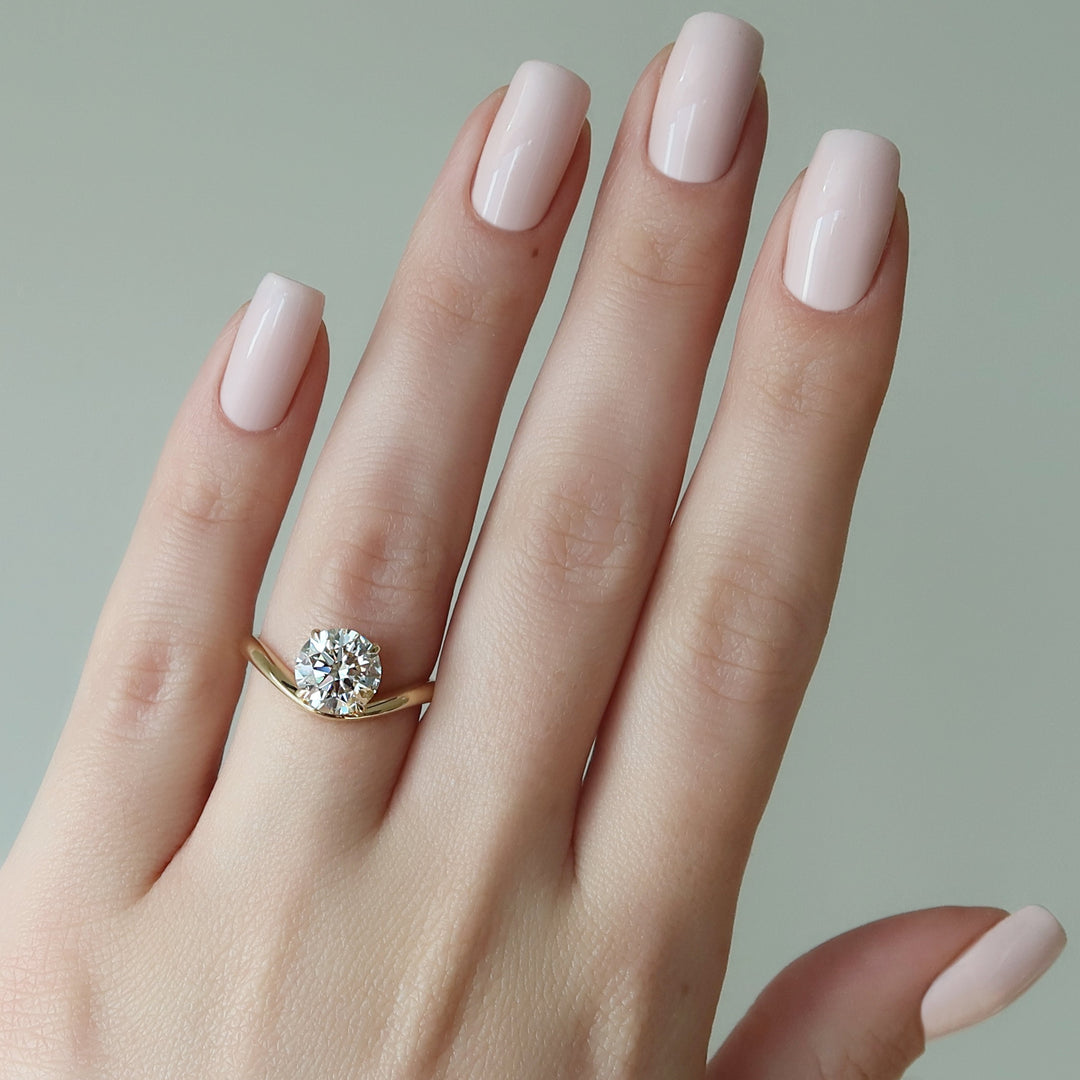 The Brooklyn Set With Round Solitaire Moissanite#material_14k-gold