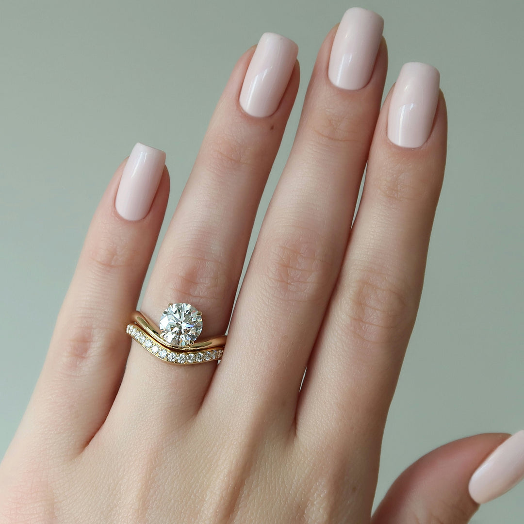 The Brooklyn Set With Round Solitaire Lab Diamond 3 Carat 14K Gold#material_14k-gold