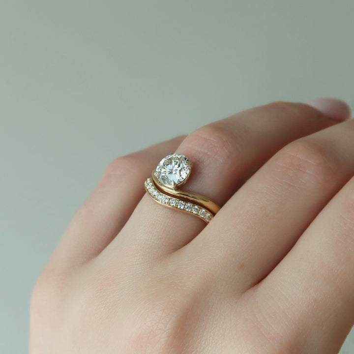 The Brooklyn Set With Round Solitaire Lab Diamond 1 Carat 14K Gold#material_14k-gold