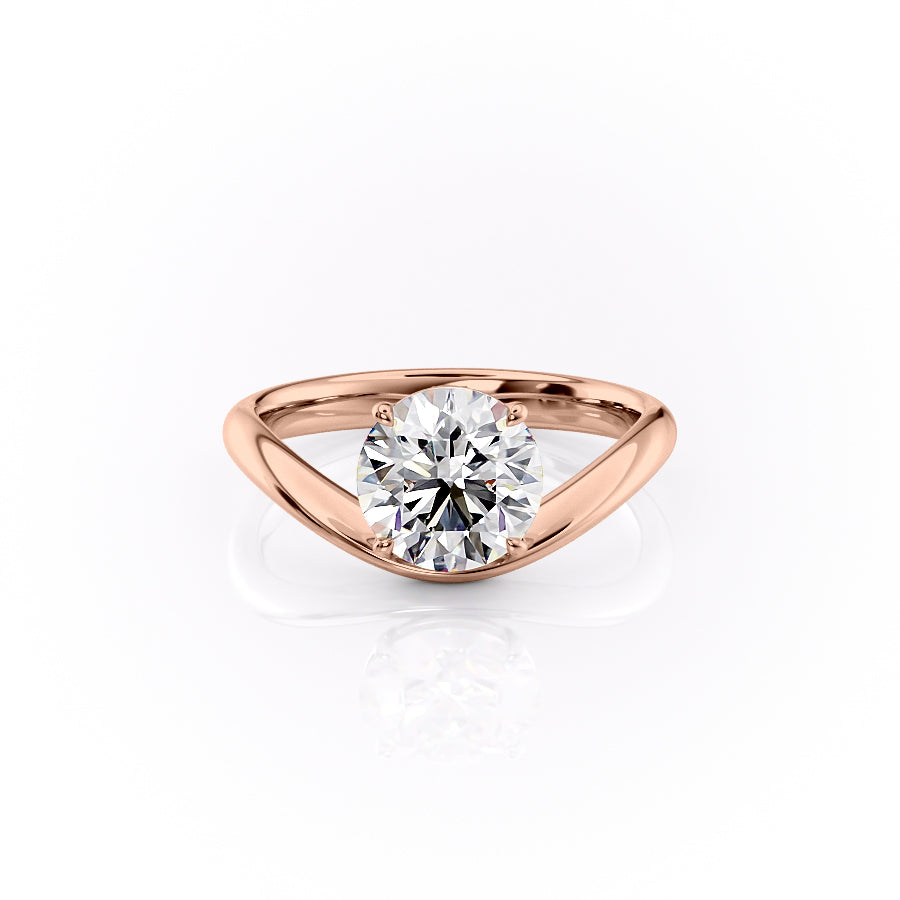 The Brooklyn Set With Round Solitaire Lab Diamond 1 Carat 14K Rose#material_14k-rose