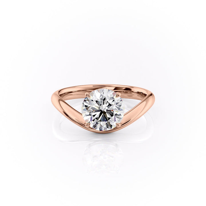 The Brooklyn Set With Round Solitaire Lab Diamond 1 Carat 14K Rose#material_14k-rose