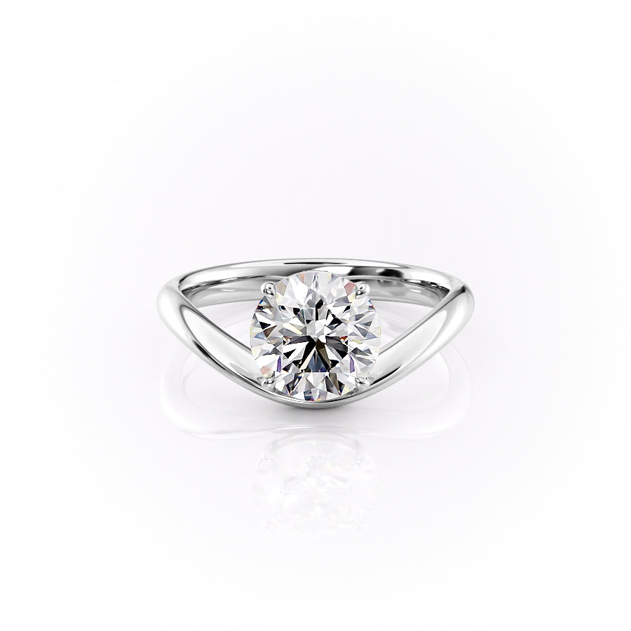 The Brooklyn Set With Round Solitaire Lab Diamond 1 Carat 14K White#material_14k-white