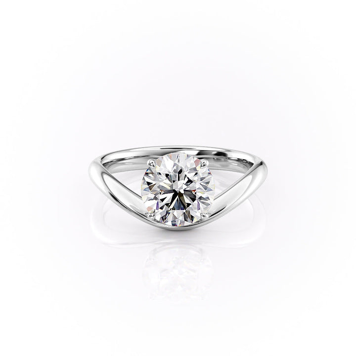 The Brooklyn Set With Round Solitaire Lab Diamond 1 Carat 14K White#material_14k-white