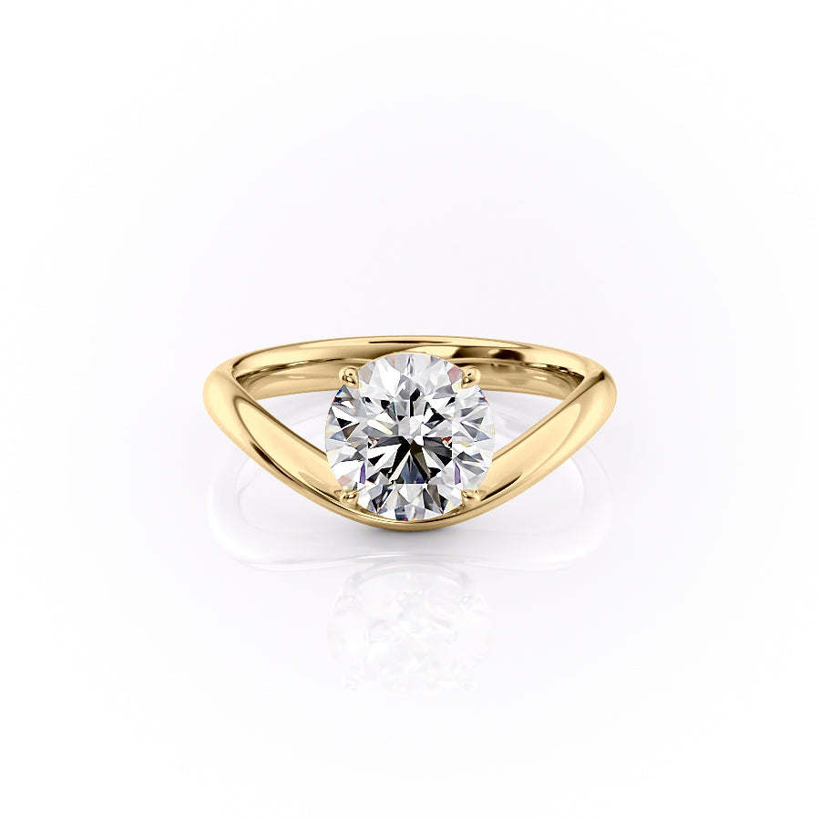 The Brooklyn Set With Round Solitaire Moissanite#material_18k-gold