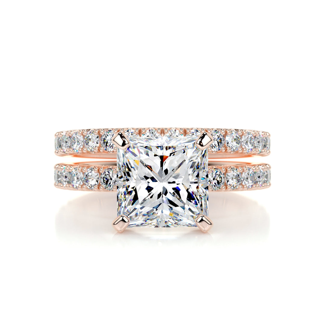 The Bryce Moissanite & Diamonds Bridal Set Moissanite 14K Rose 1 Carat Round#material_14k-rose