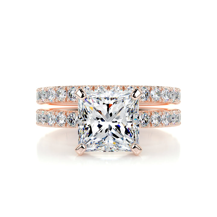 The Bryce Moissanite & Diamonds Bridal Set Moissanite 14K Rose 1 Carat Round#material_14k-rose